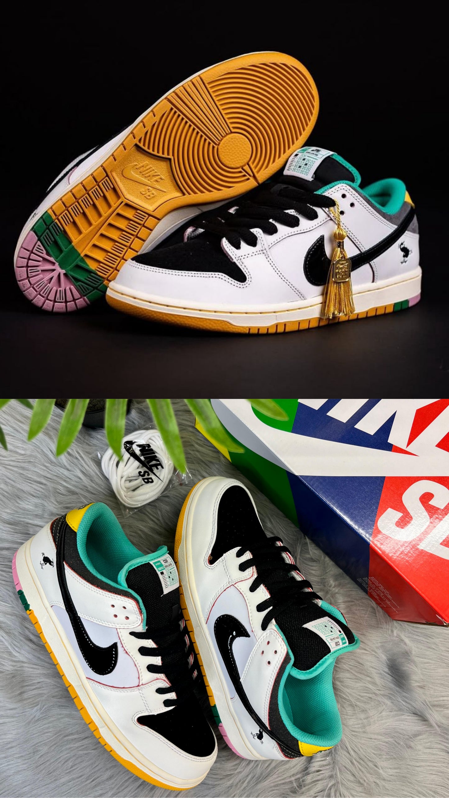 Nikee SB Dunk White Clear Emerald Semi UA