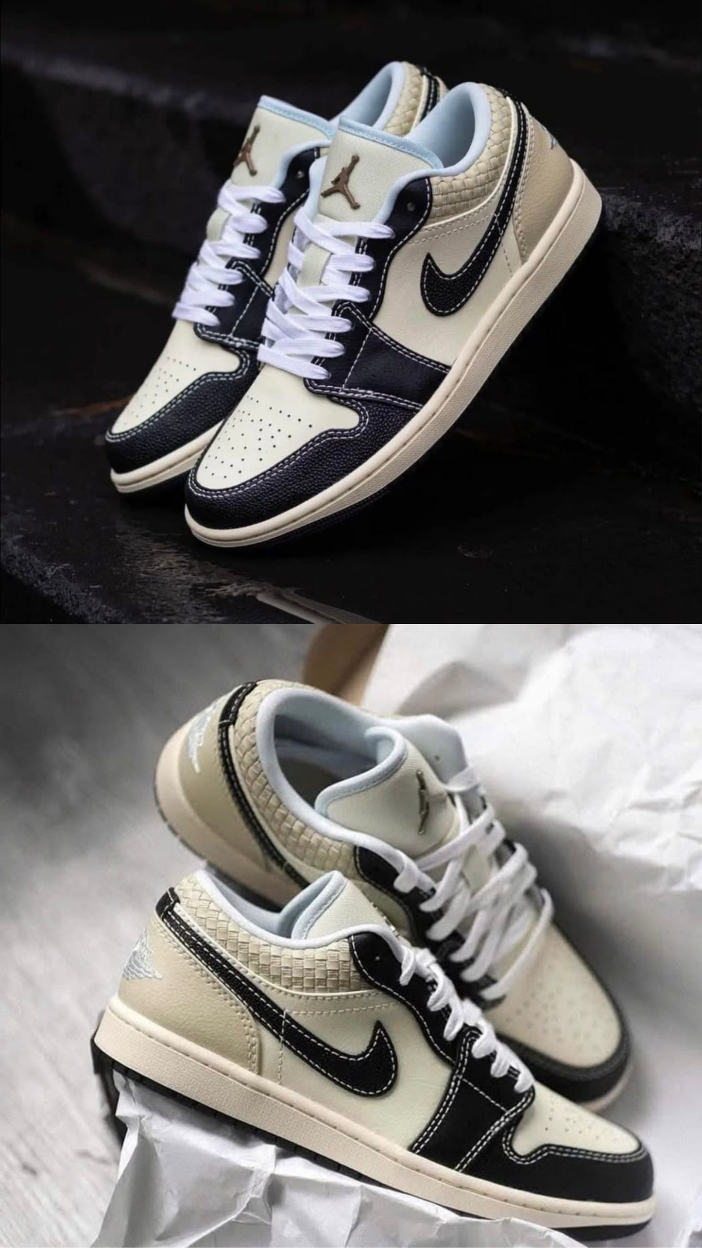 Nikee Air Jordan 1 Low Coconut Milk Black