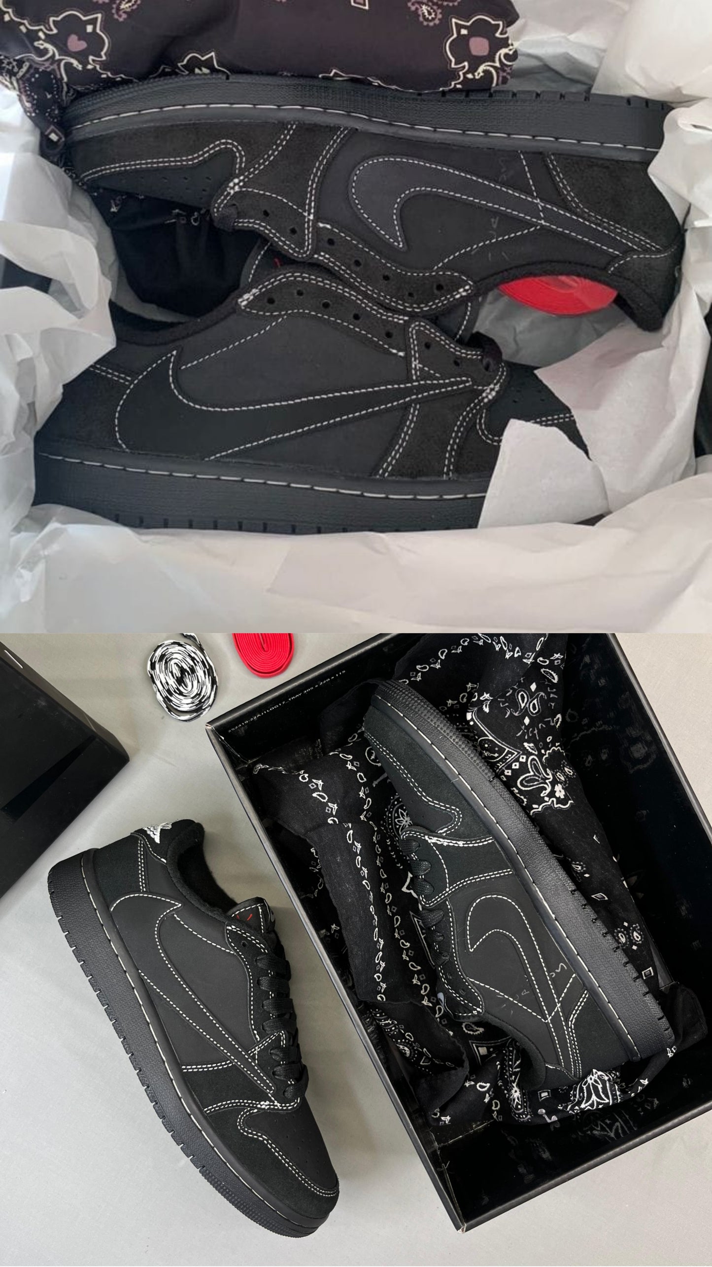 Nikee Air Jordan 1 Low x Travis Scott Black Phantom Semi UA