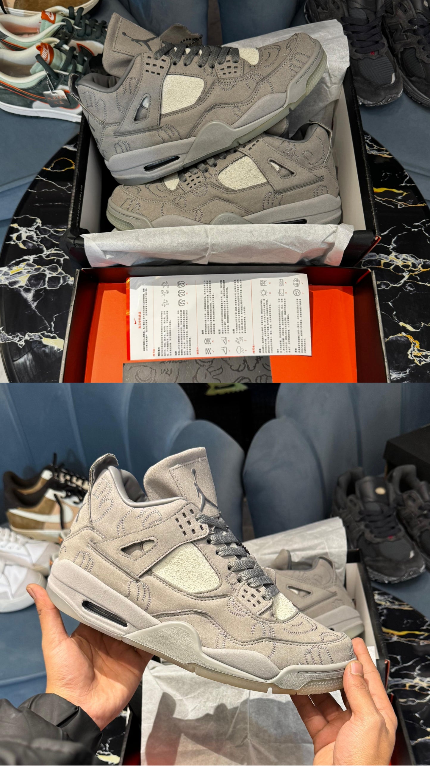 Nikee Air Jordan Retro 4 Kaws Grey Semi UA