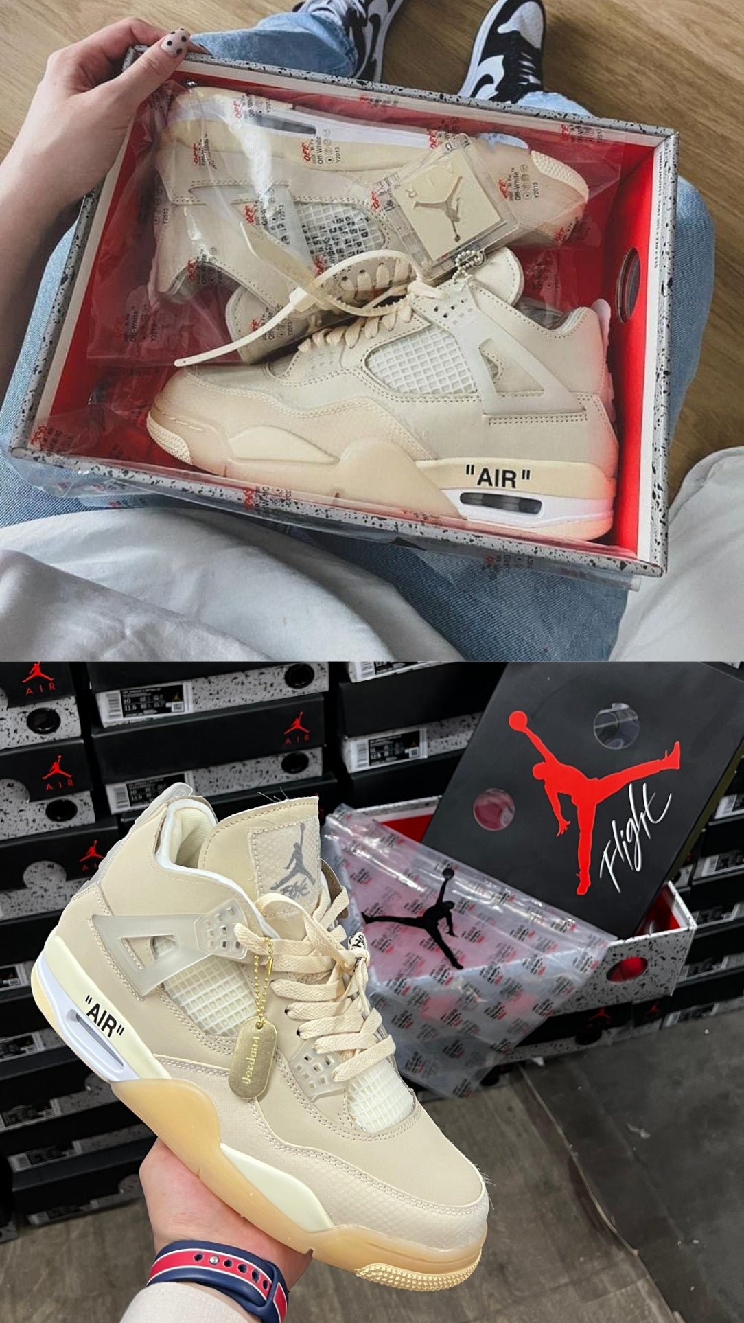 Nikee Air Jordan Retro 4 Off White Sail Semi UA