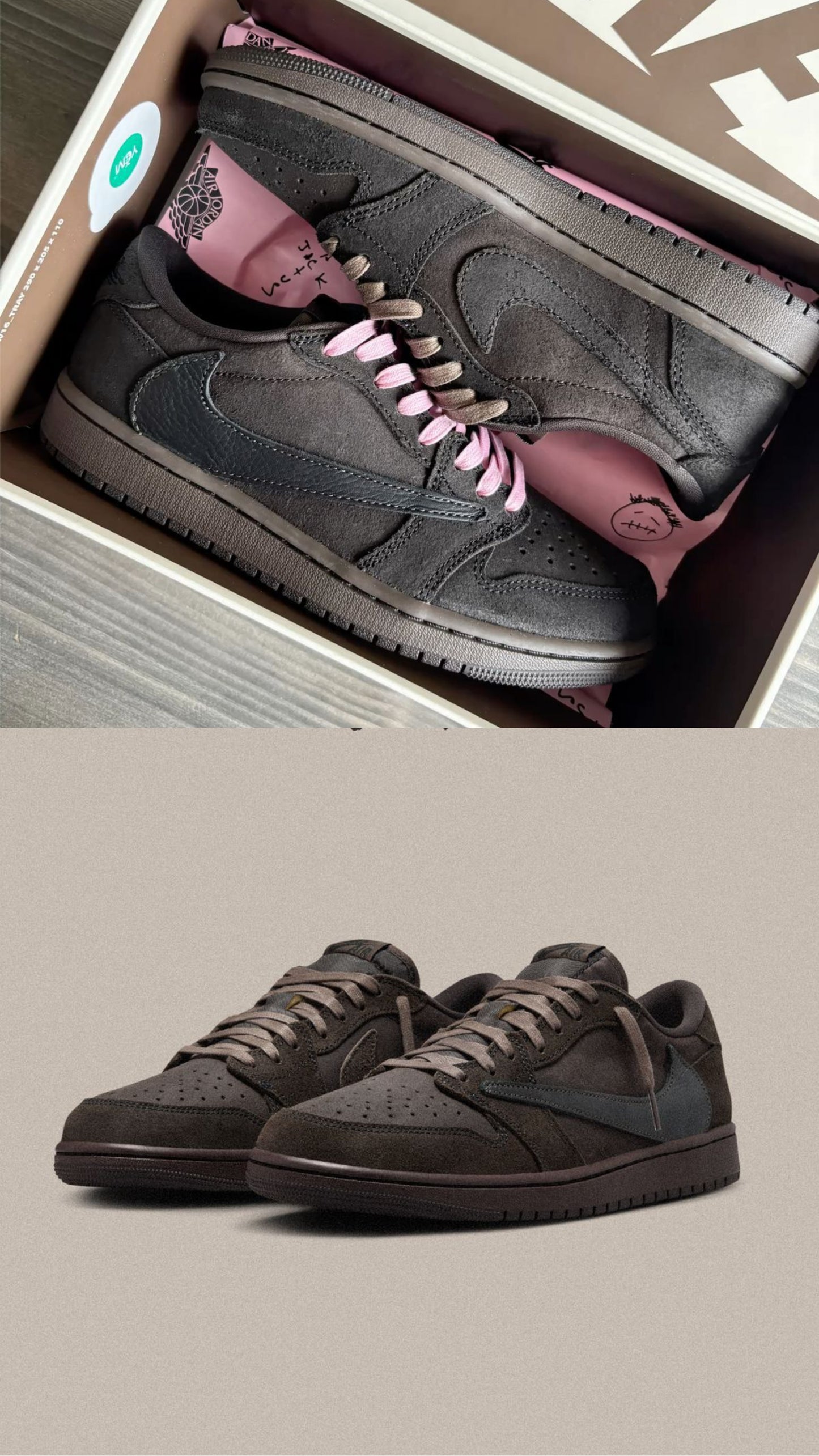 Nikee Air Jordan 1 Low x Travis Scott Velvet Brown Semi UA