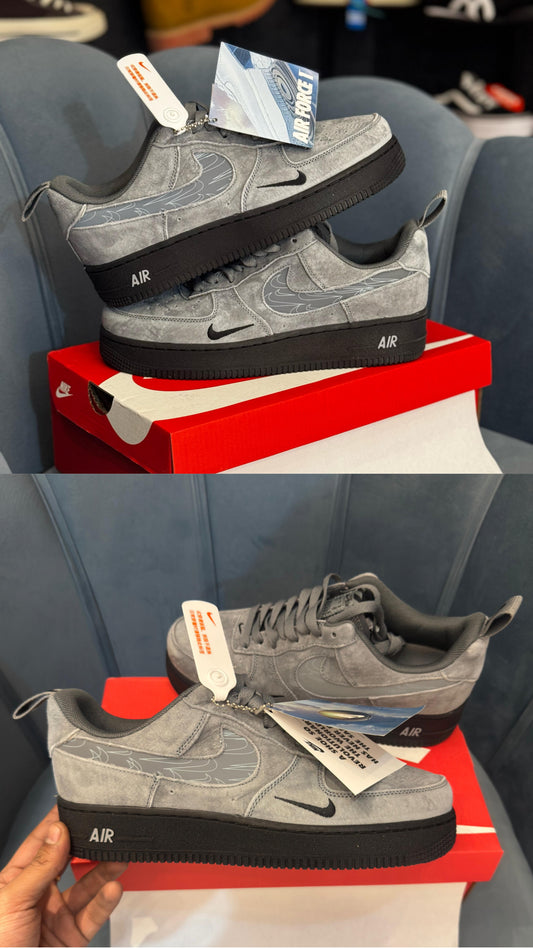 Nikee Airforce 1 Reflective Swoosh Cool Grey